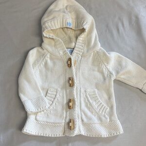 Beba Bean - White Knit Baby Cardigan Sweater/hoodie